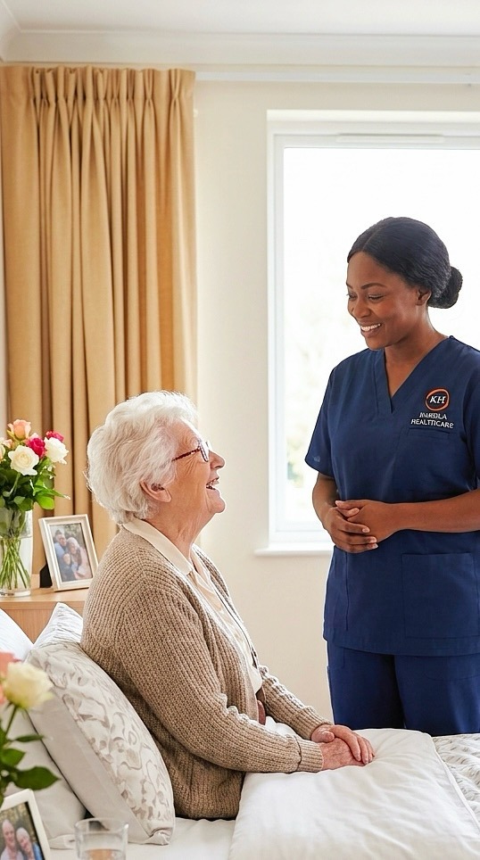 Karisla Healthcare home care professional conversing warmly with client